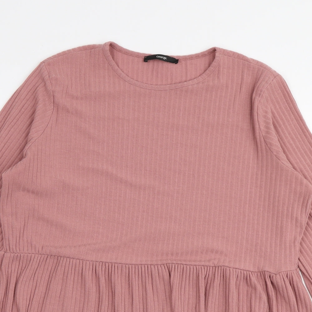 George Womens Pink  Polyester Basic Blouse Size 16 Round Neck