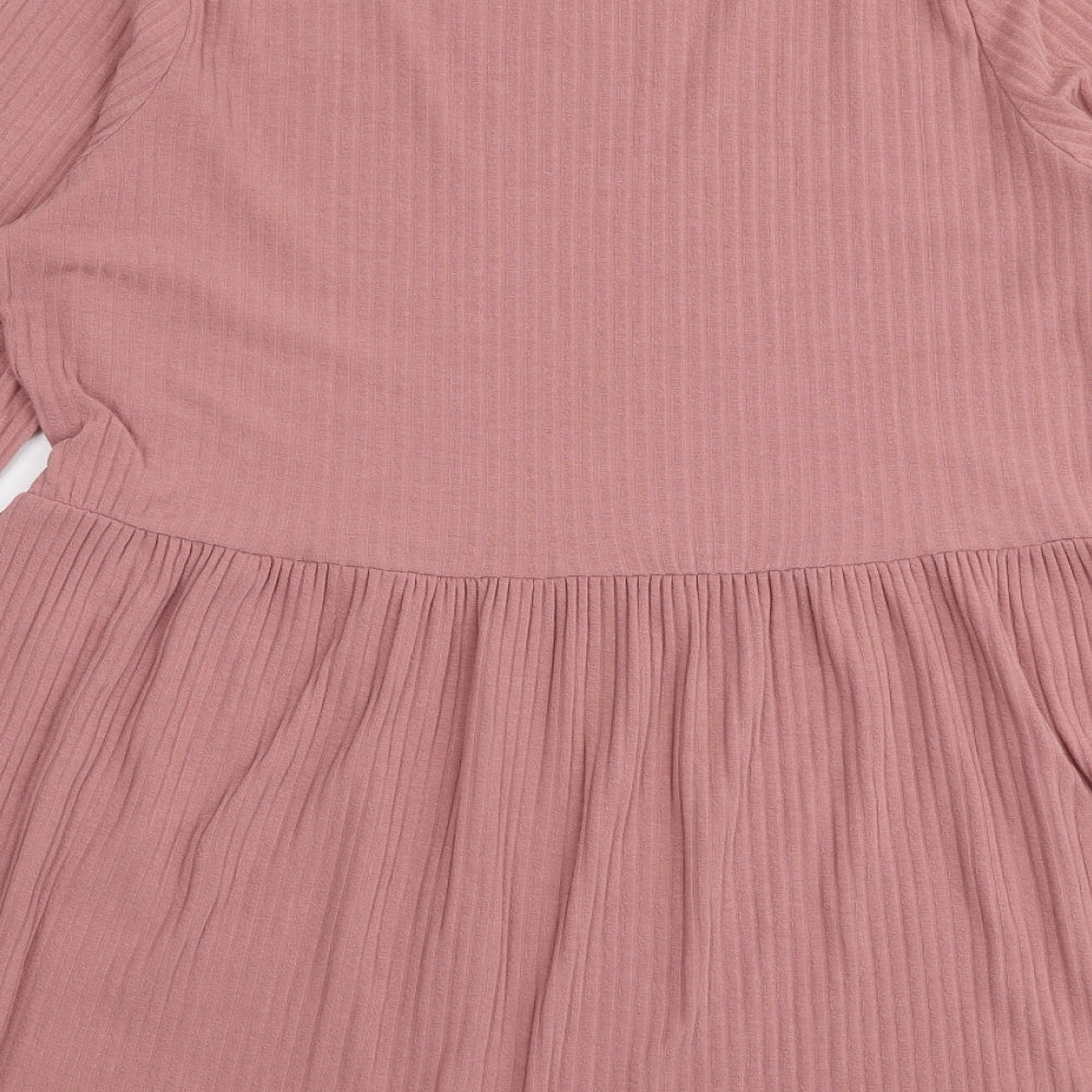 George Womens Pink  Polyester Basic Blouse Size 16 Round Neck