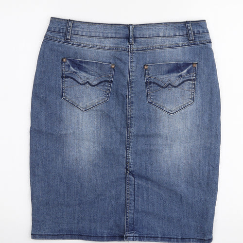 TU Womens Blue  Cotton A-Line Skirt Size 12   Zip