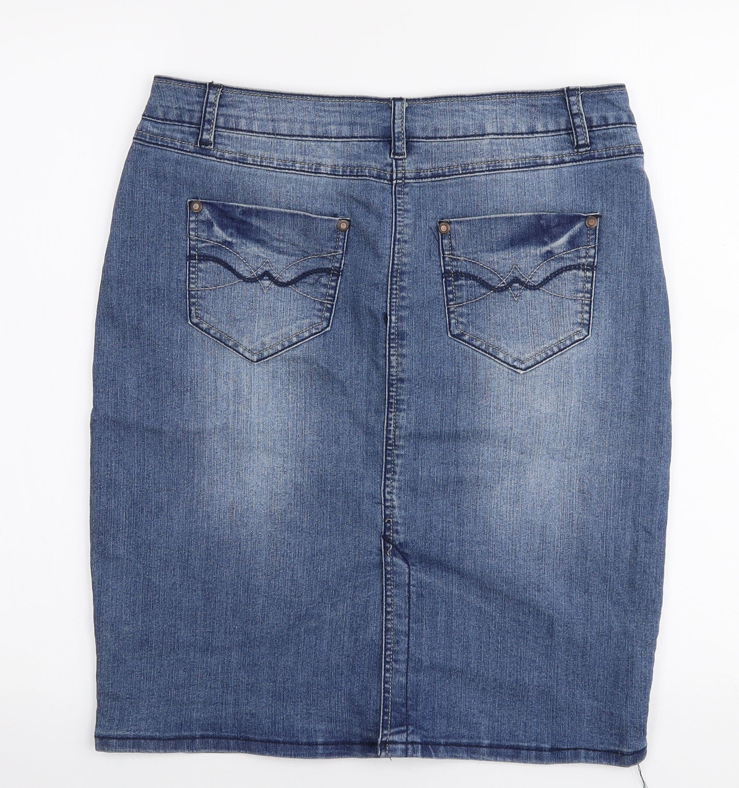 TU Womens Blue  Cotton A-Line Skirt Size 12   Zip