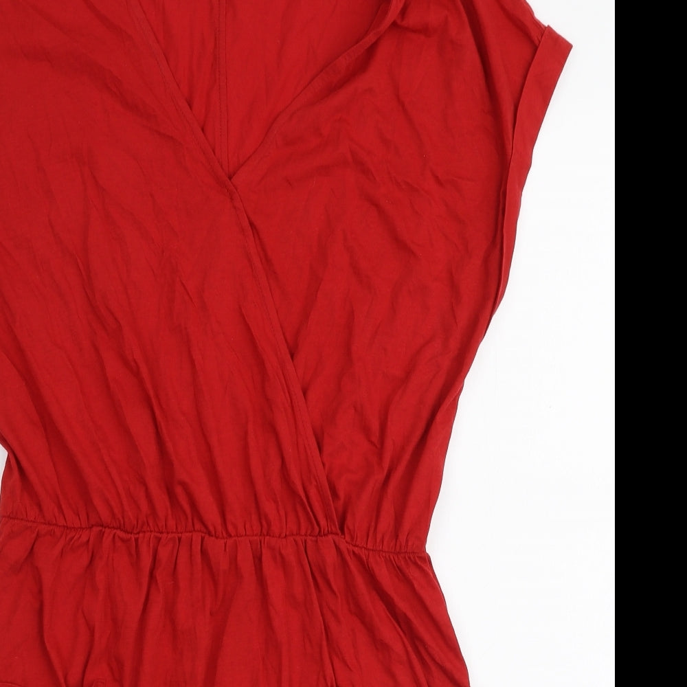 NEXT Womens Red  100% Cotton Skater Dress  Size 12  V-Neck Pullover