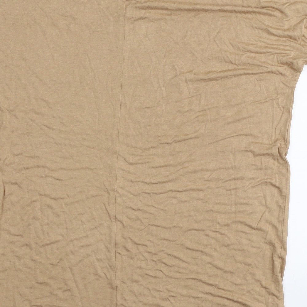 Boohoo Womens Beige  Viscose Jersey T-Shirt Size 6 Round Neck