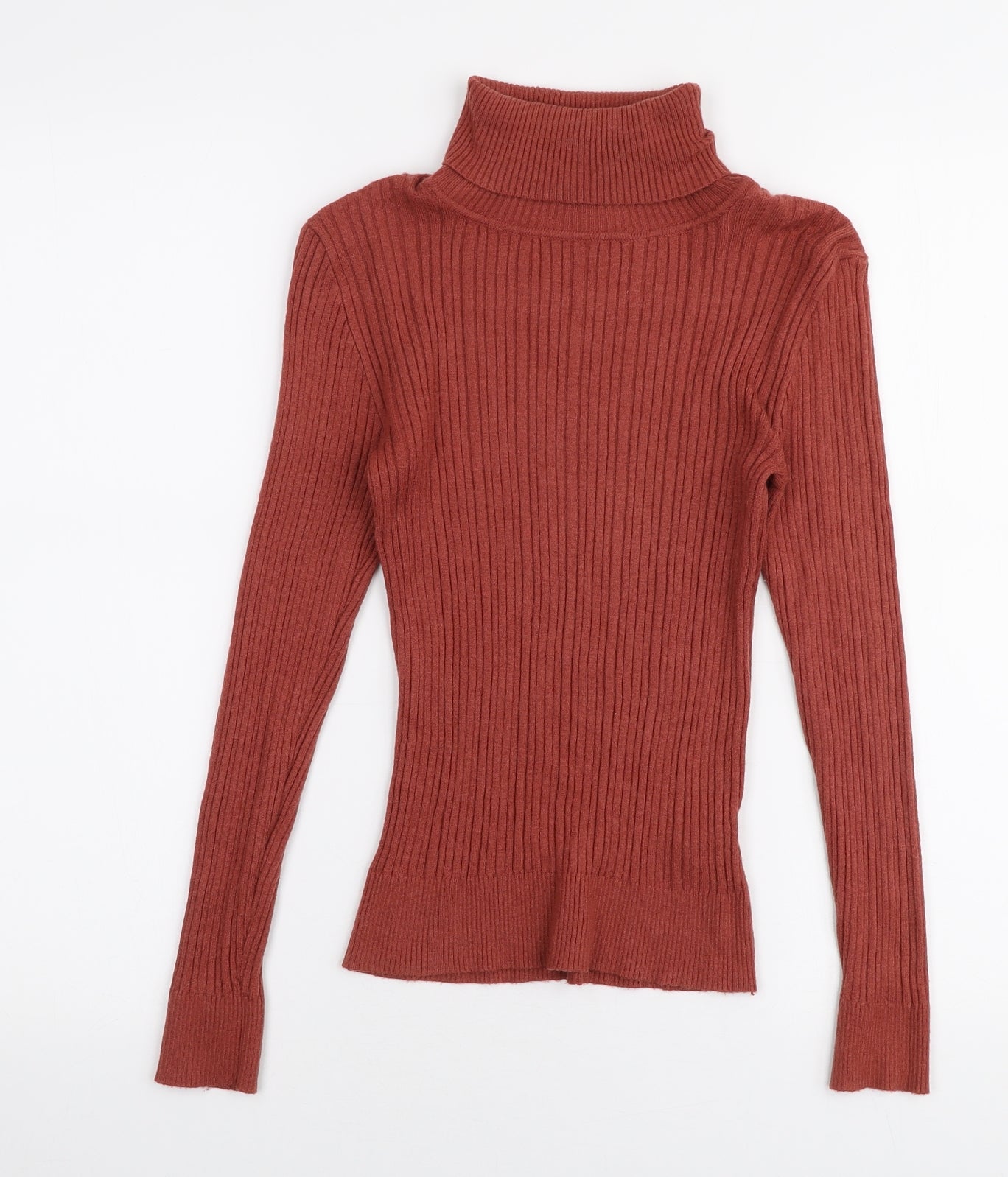 Primark Womens Orange Roll Neck  Viscose Pullover Jumper Size S