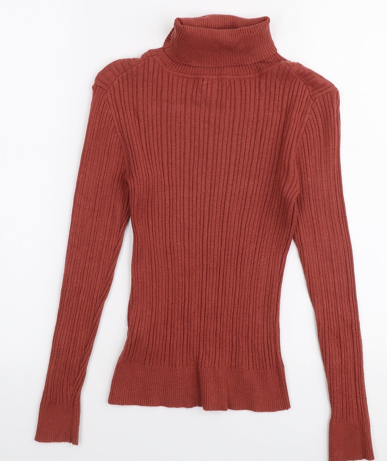 Primark Womens Orange Roll Neck  Viscose Pullover Jumper Size S