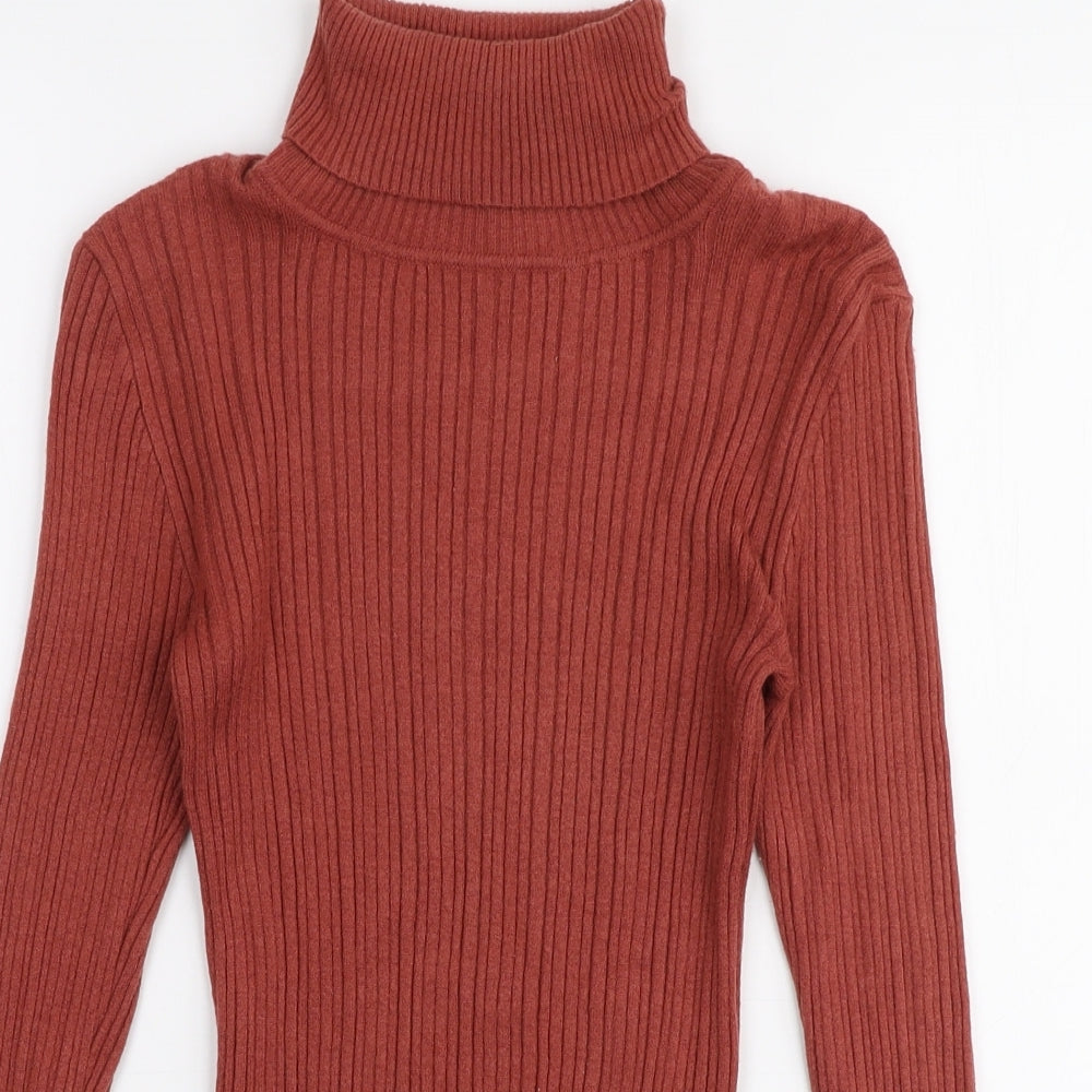 Primark Womens Orange Roll Neck  Viscose Pullover Jumper Size S