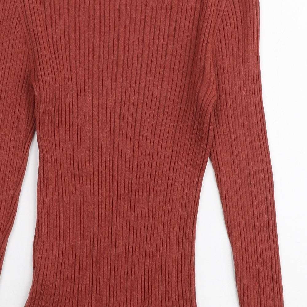Primark Womens Orange Roll Neck  Viscose Pullover Jumper Size S