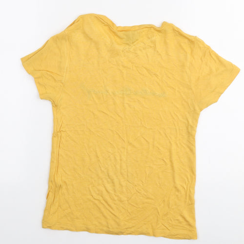 New Look Womens Yellow  Viscose Jersey T-Shirt Size 6 Round Neck