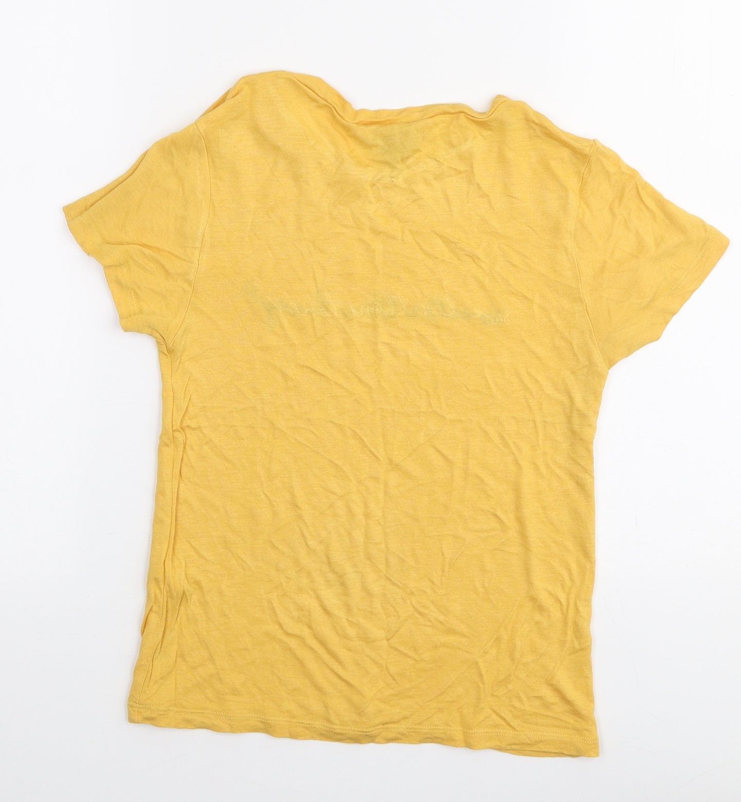 New Look Womens Yellow  Viscose Jersey T-Shirt Size 6 Round Neck