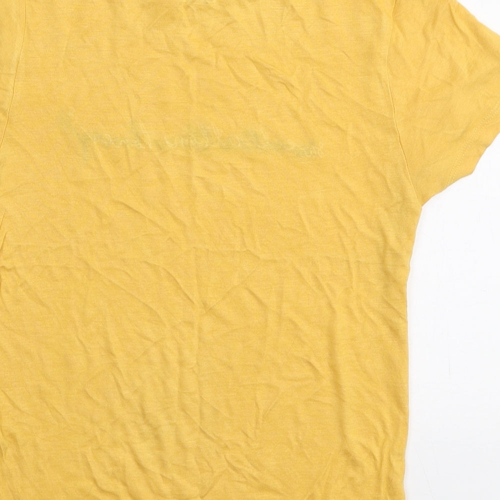 New Look Womens Yellow  Viscose Jersey T-Shirt Size 6 Round Neck