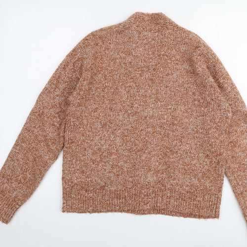 Primark Womens Orange V-Neck  Acrylic Cardigan Jumper Size XS