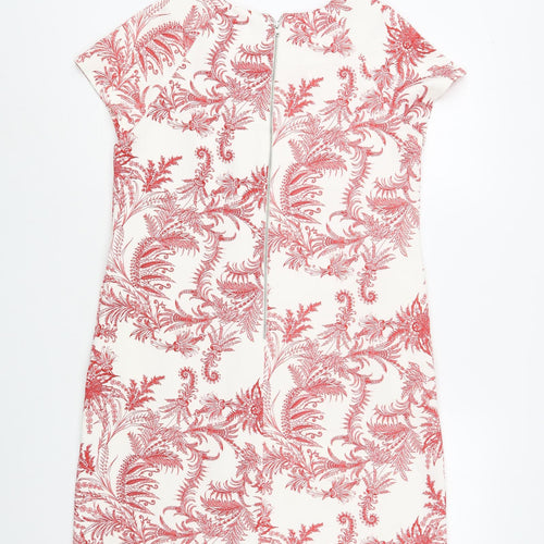 Atmosphere Womens White Paisley Polyester Pencil Dress  Size 10  Boat Neck Zip