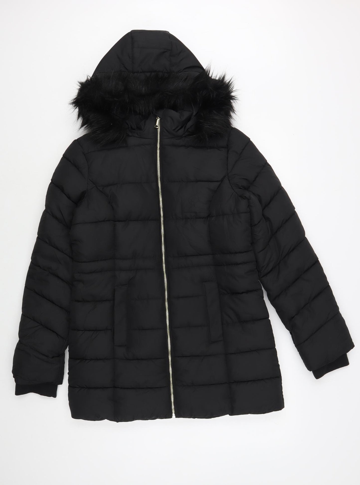 M&Co Girls Black   Puffer Jacket Jacket Size 14 Years  Zip