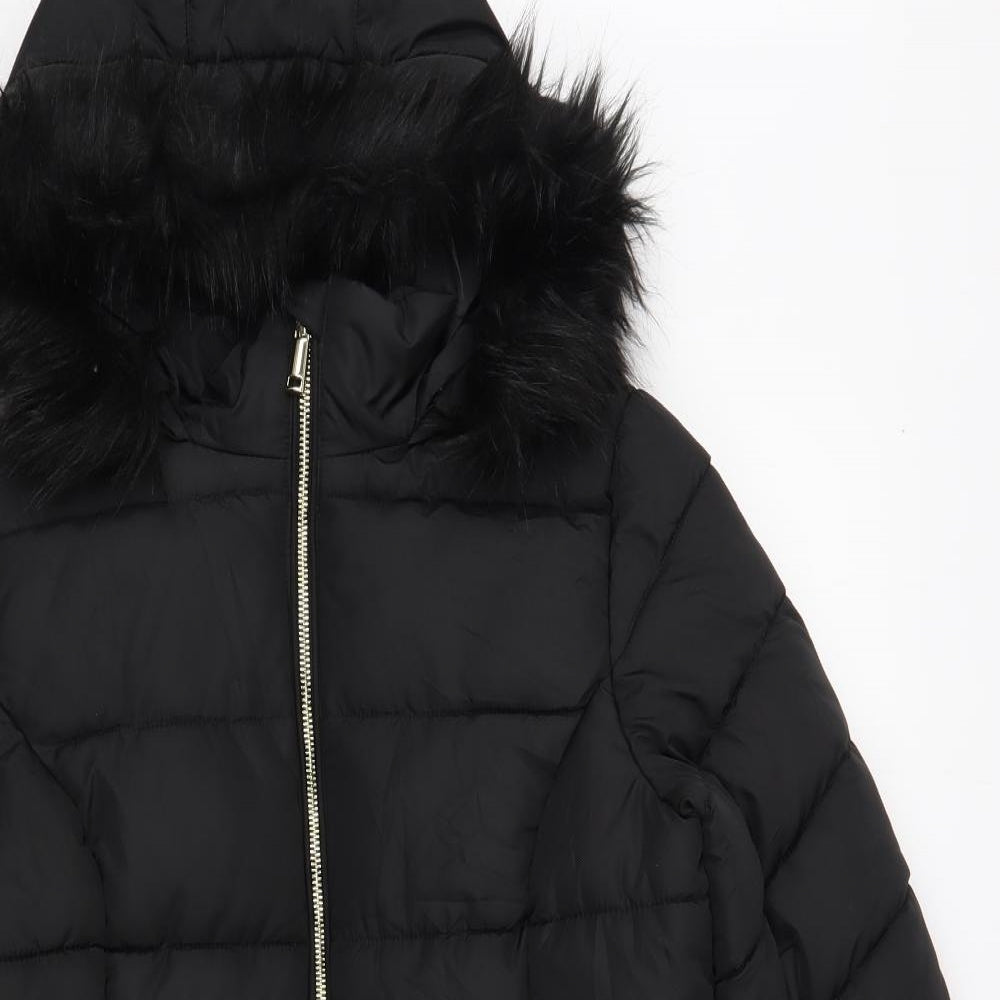 M&Co Girls Black   Puffer Jacket Jacket Size 14 Years  Zip
