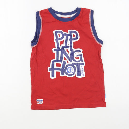 Piping Hot Boys Red  Camel Pullover Tank Size 6 Years Crew Neck Pullover