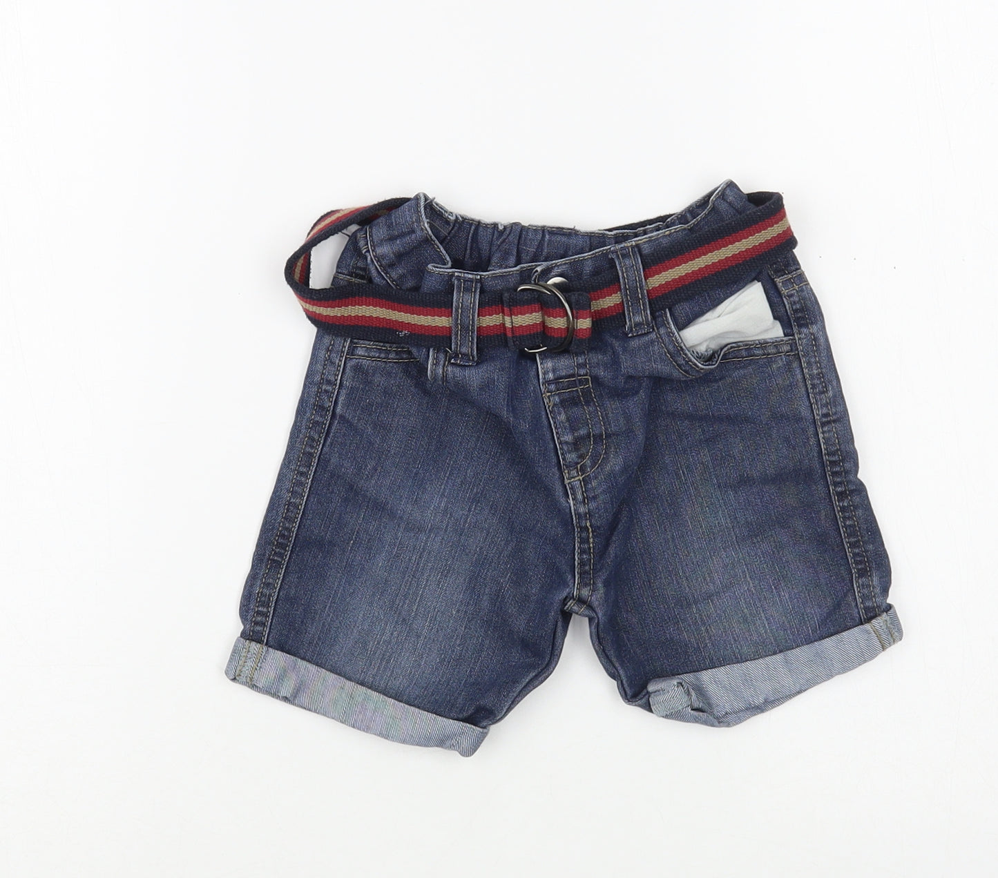 Matalan Boys Blue  Cotton Chino Shorts Size 2-3 Years  Regular Buckle