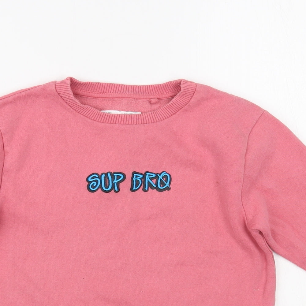 NEXT Girls Pink  Cotton Pullover Sweatshirt Size 5 Years  Pullover - Sup Bro