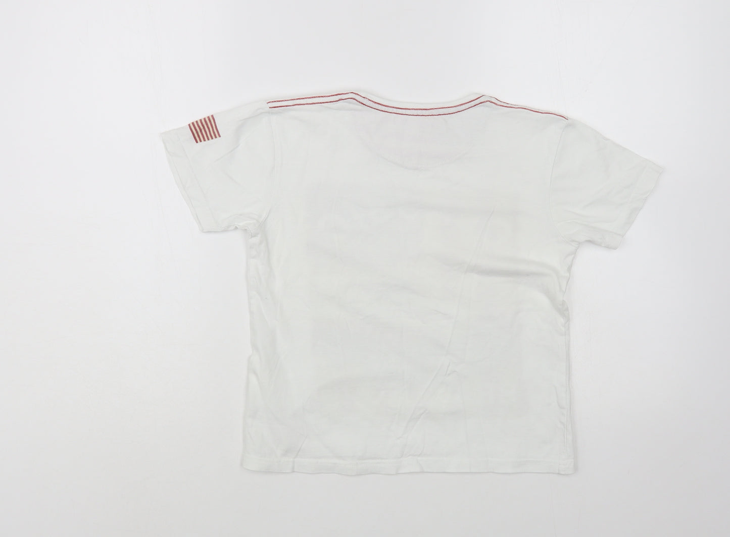 Brave Soul Boys White  Cotton Pullover Polo Size 7-8 Years Crew Neck Pullover - Car
