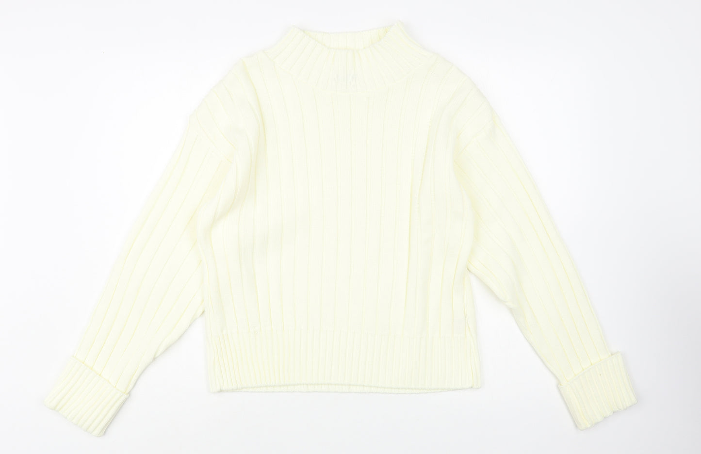 Chemistry Womens Ivory Mock Neck  Acrylic Pullover Jumper Size M