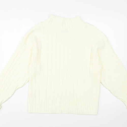 Chemistry Womens Ivory Mock Neck  Acrylic Pullover Jumper Size M