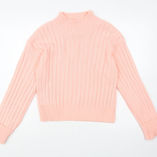 Chemistry Womens Pink Mock Neck  Acrylic Pullover Jumper Size M