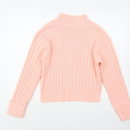Chemistry Womens Pink Mock Neck  Acrylic Pullover Jumper Size M