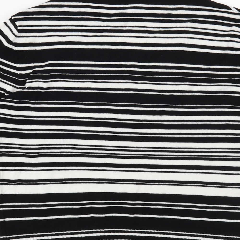 New Look Womens Black V-Neck Striped Viscose Pullover Jumper Size 12