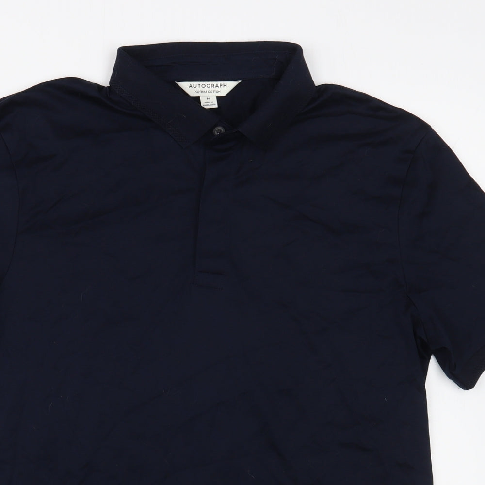 Autograph Mens Blue  Cotton  Polo Size M Collared Pullover