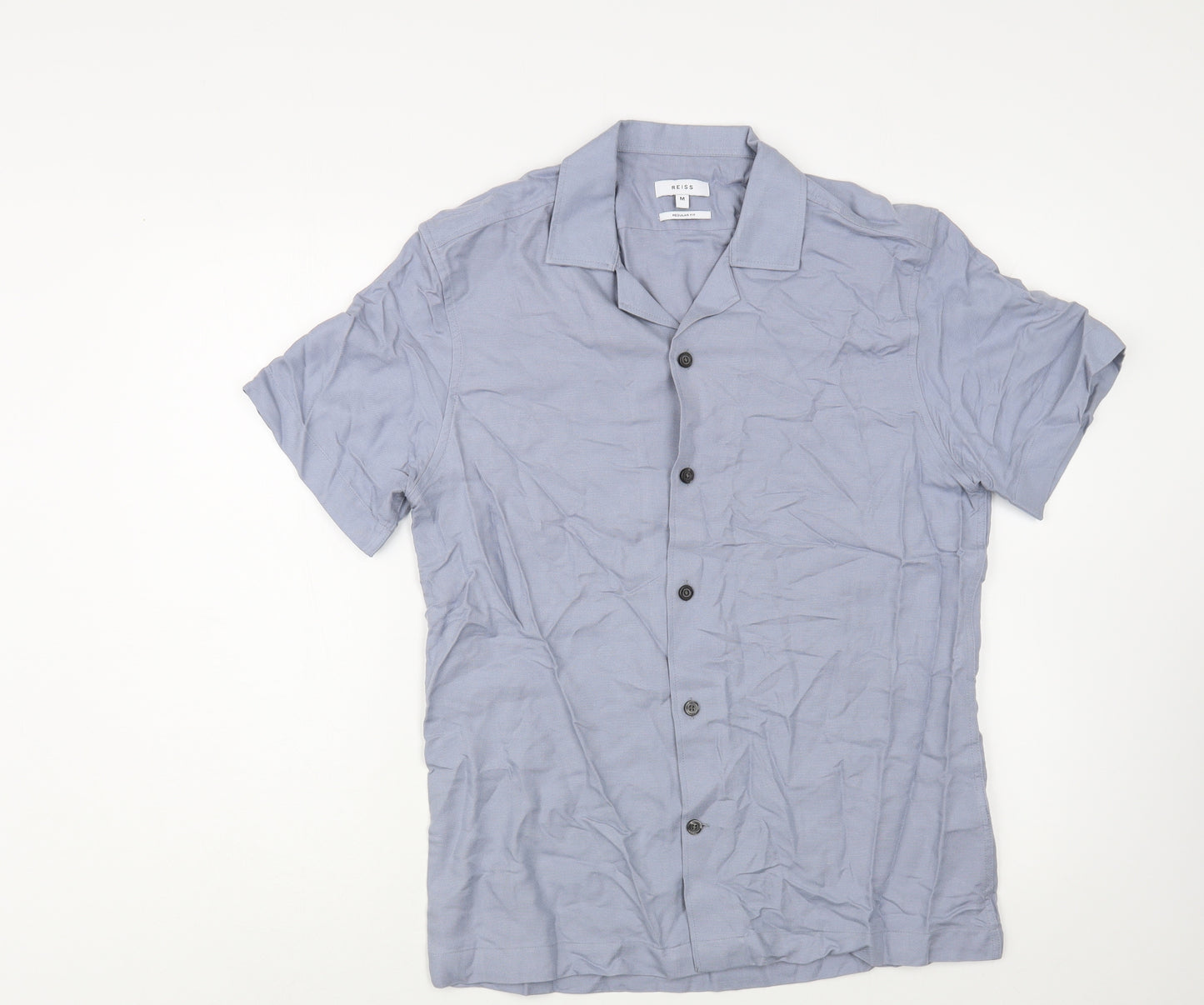 Reiss Mens Blue  Viscose  Button-Up Size M Collared Button