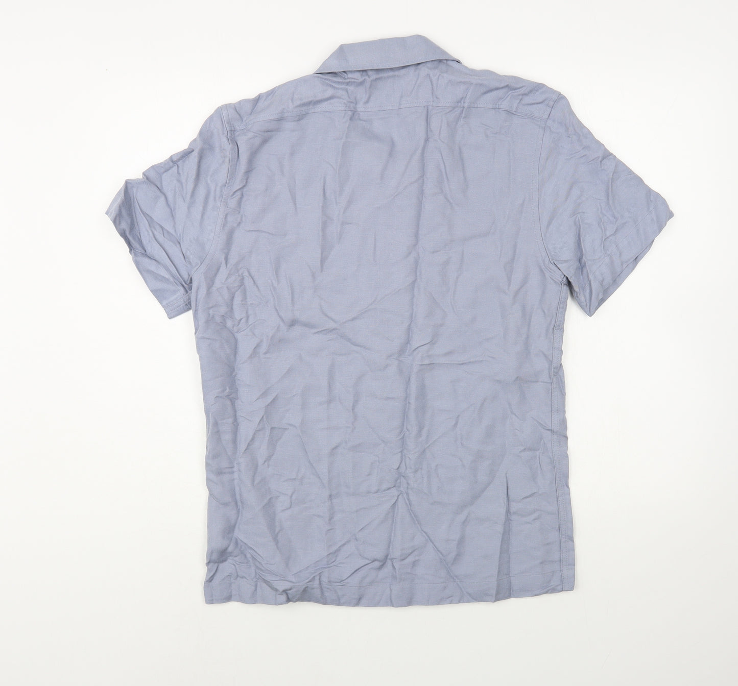 Reiss Mens Blue  Viscose  Button-Up Size M Collared Button