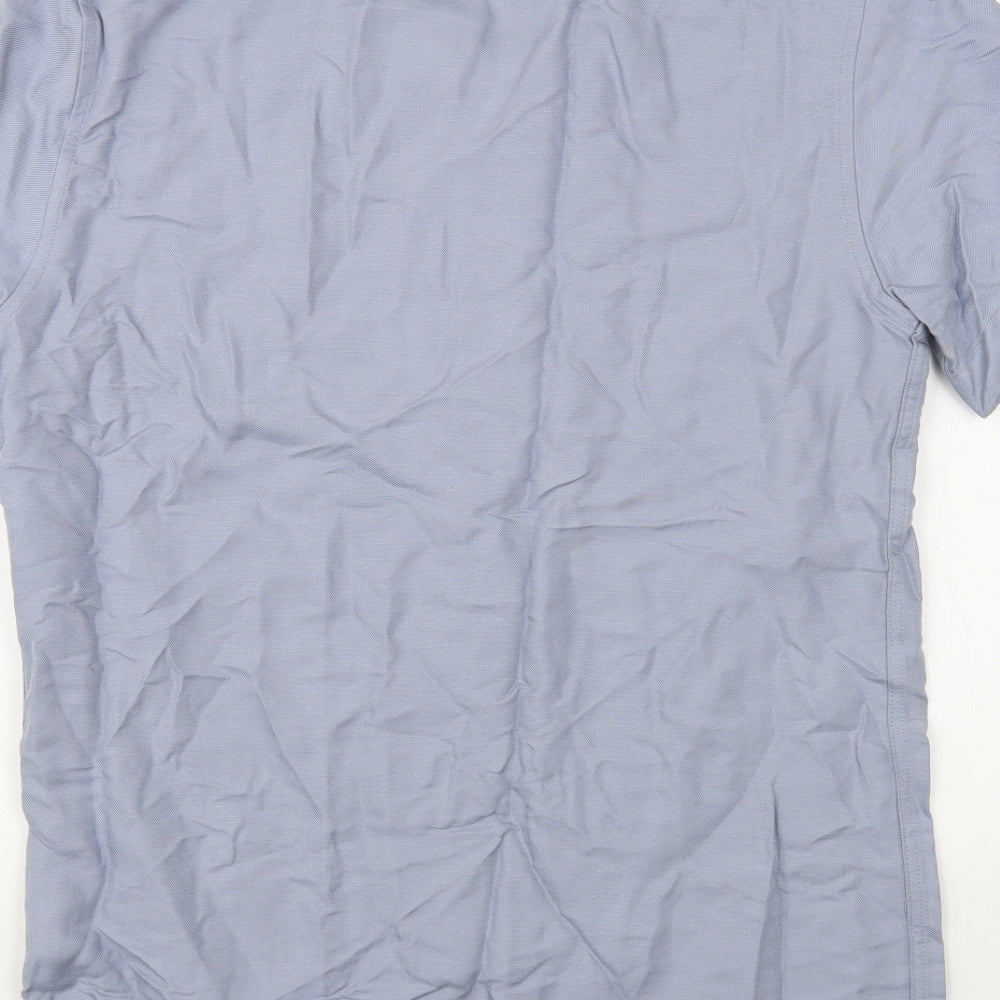 Reiss Mens Blue  Viscose  Button-Up Size M Collared Button