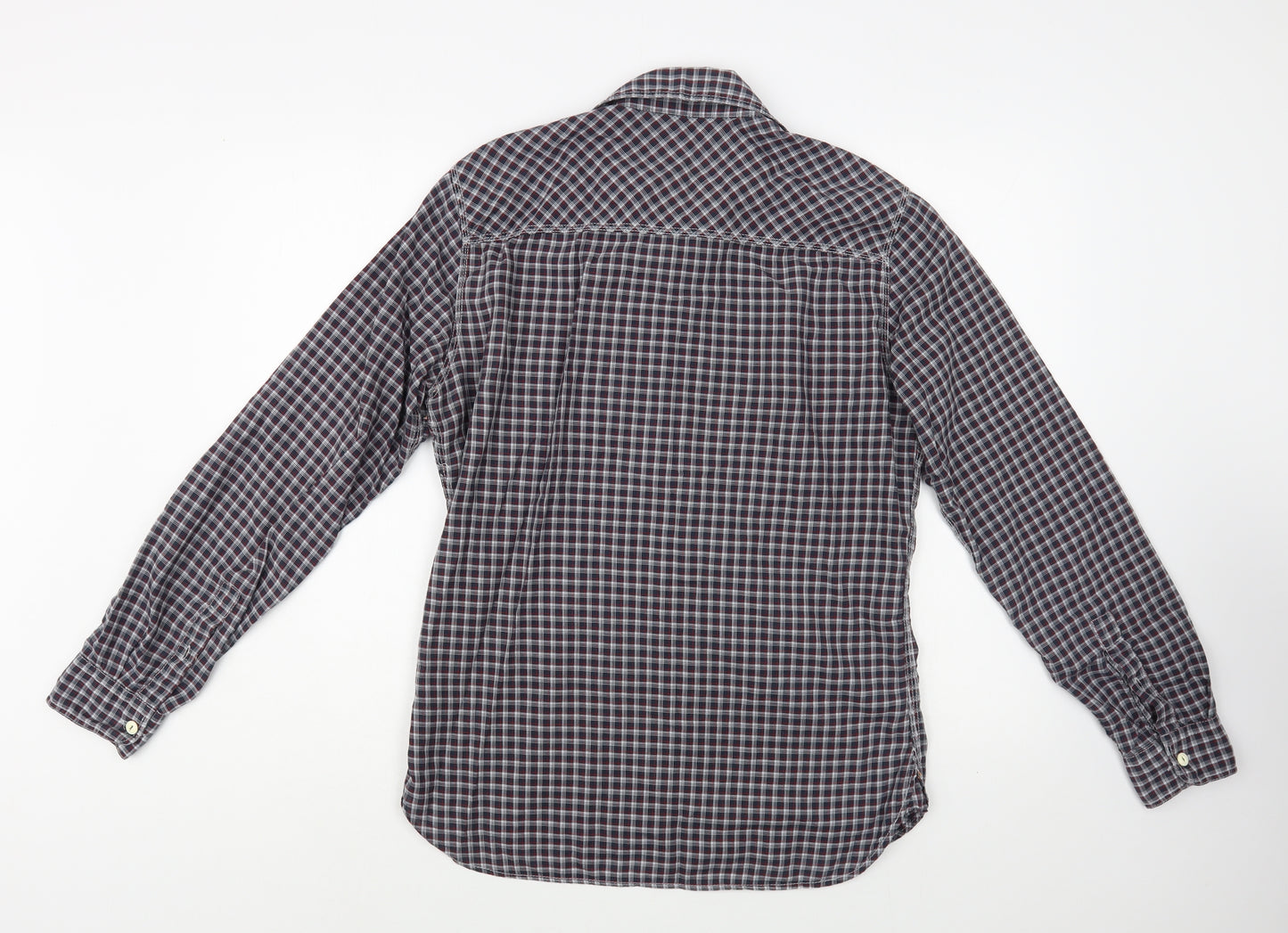 NEXT Mens Blue Plaid Cotton  Button-Up Size S Collared Button