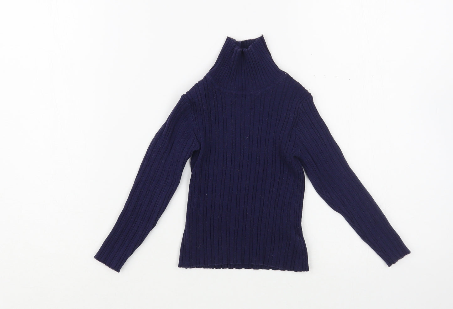 Nutmeg Girls Blue Mock Neck  Cotton Pullover Jumper Size 2-3 Years  Pullover