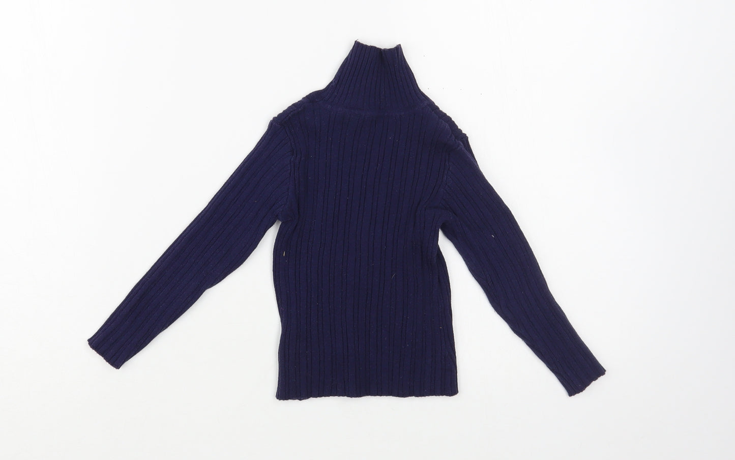 Nutmeg Girls Blue Mock Neck  Cotton Pullover Jumper Size 2-3 Years  Pullover