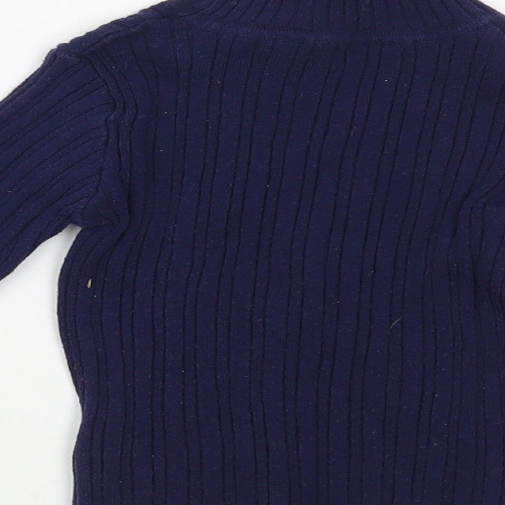 Nutmeg Girls Blue Mock Neck  Cotton Pullover Jumper Size 2-3 Years  Pullover
