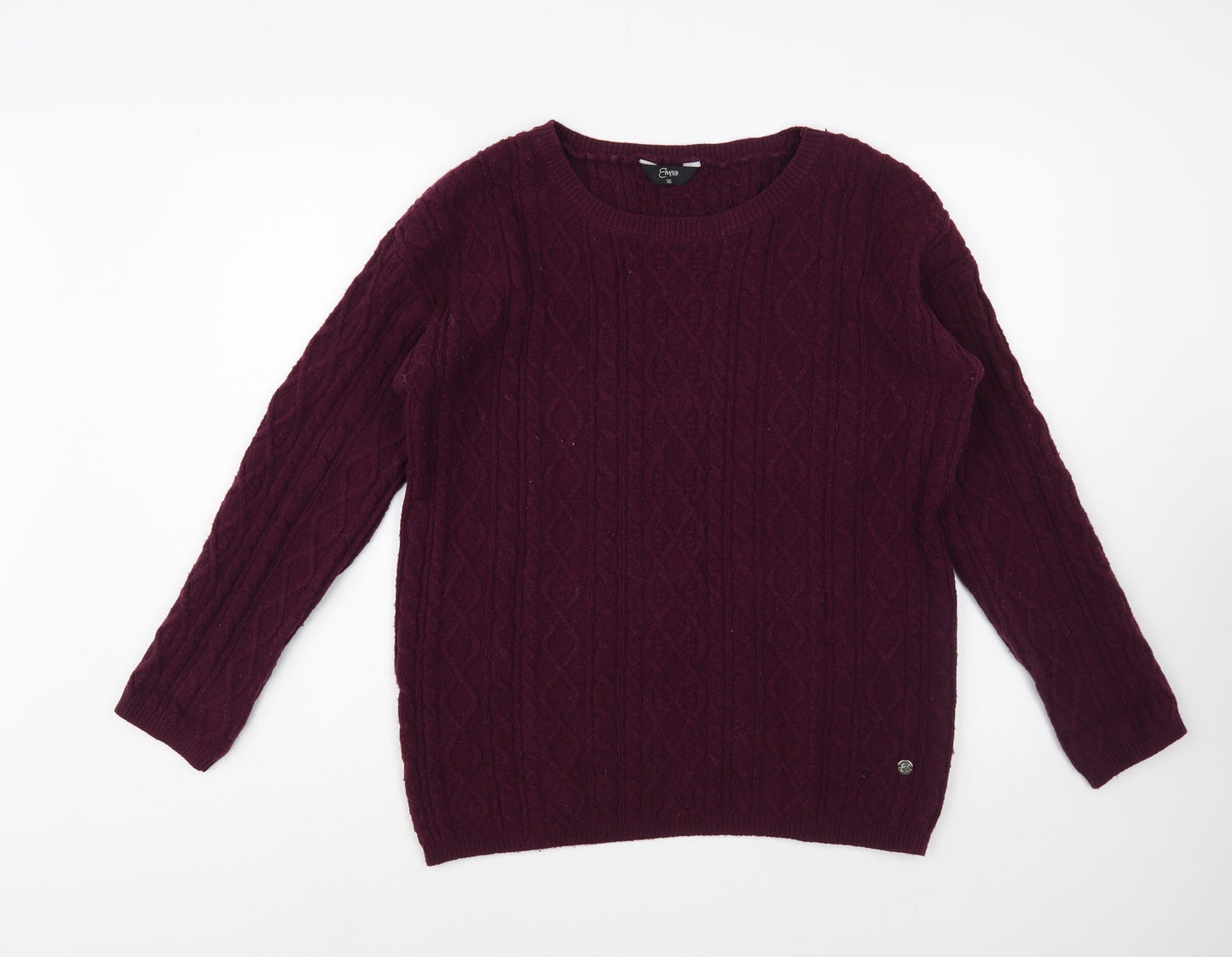 Emreco Womens Purple Boat Neck  Polyester Pullover Jumper Size 16