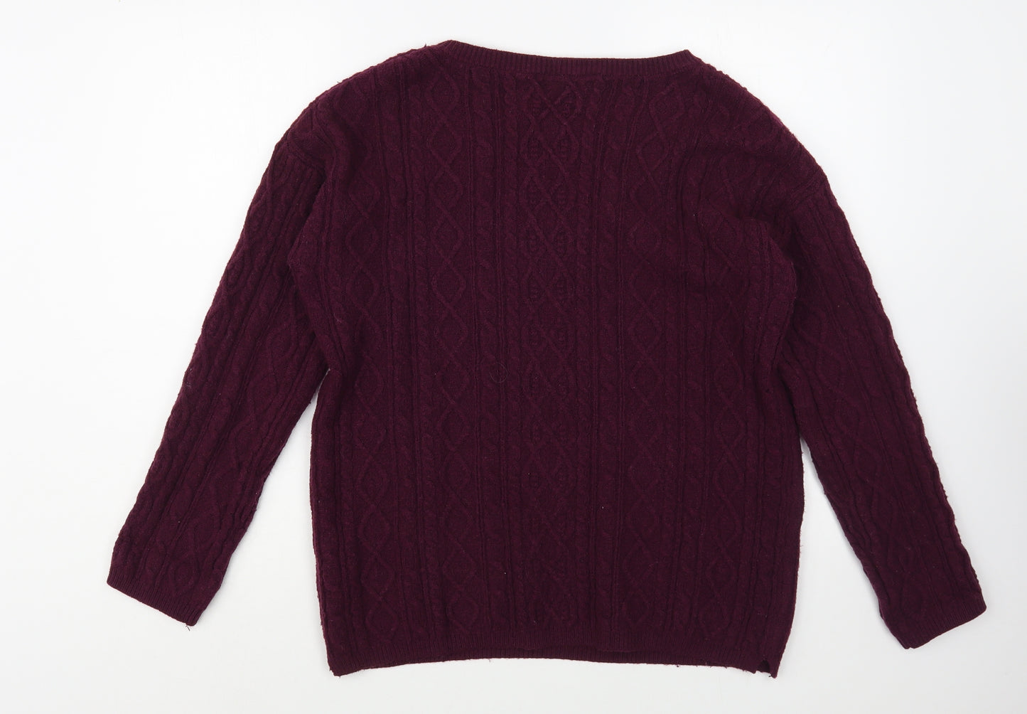 Emreco Womens Purple Boat Neck  Polyester Pullover Jumper Size 16