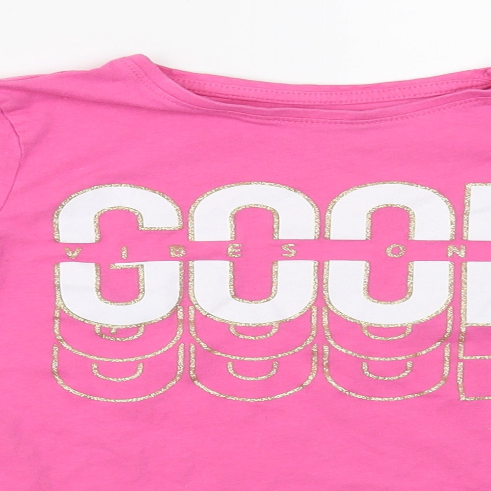 Primark Girls Pink  Cotton Pullover T-Shirt Size 9-10 Years Crew Neck Pullover - Good