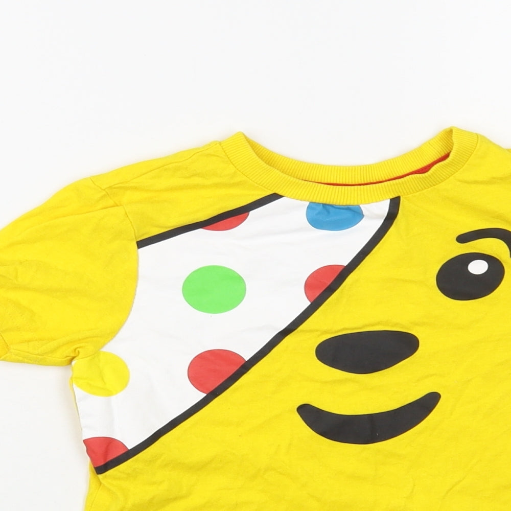 George Girls Yellow  Cotton Pullover T-Shirt Size 5-6 Years Crew Neck Pullover - Children in Need