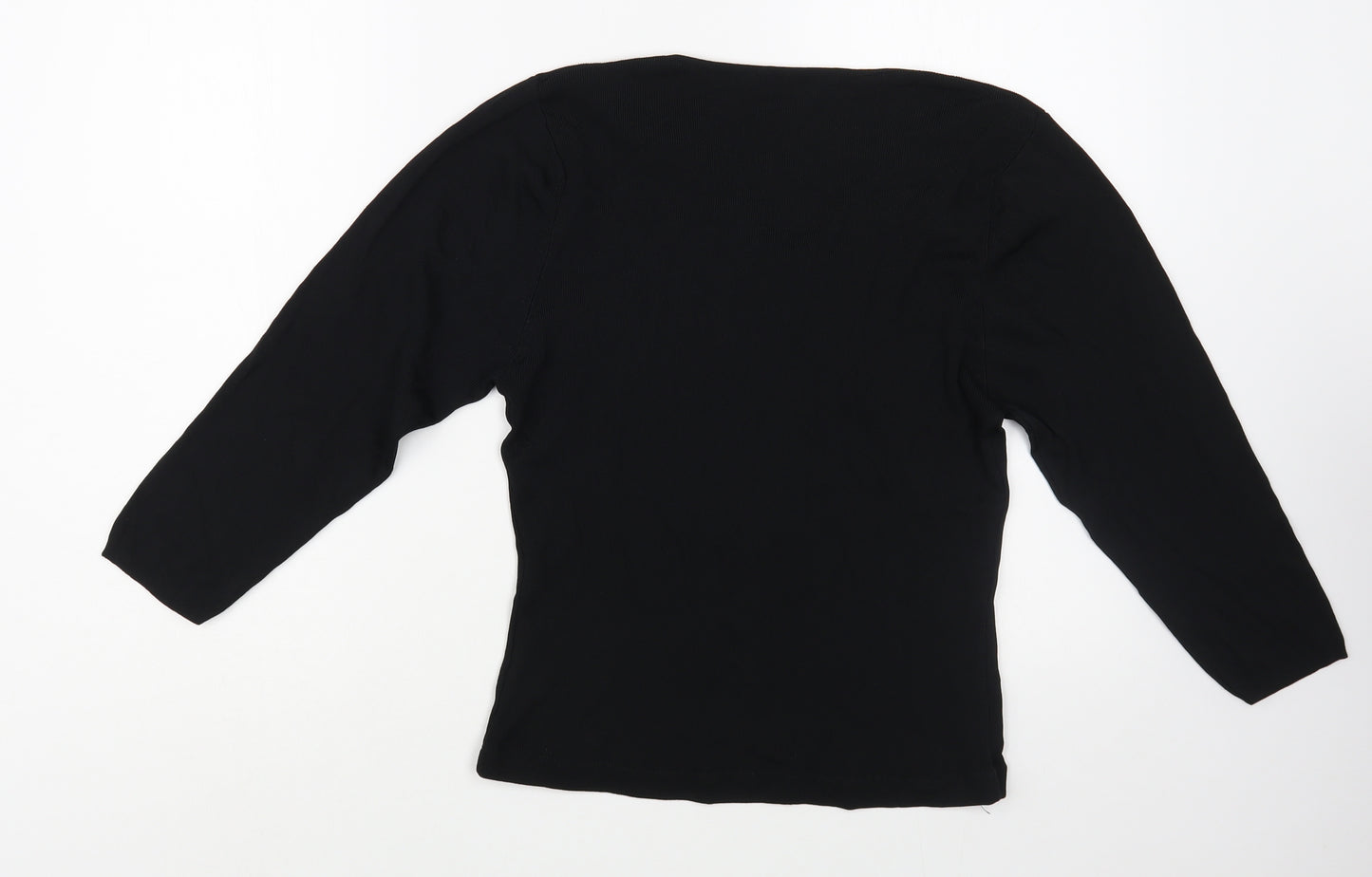 Whisper Womens Black V-Neck  Viscose Pullover Jumper Size M