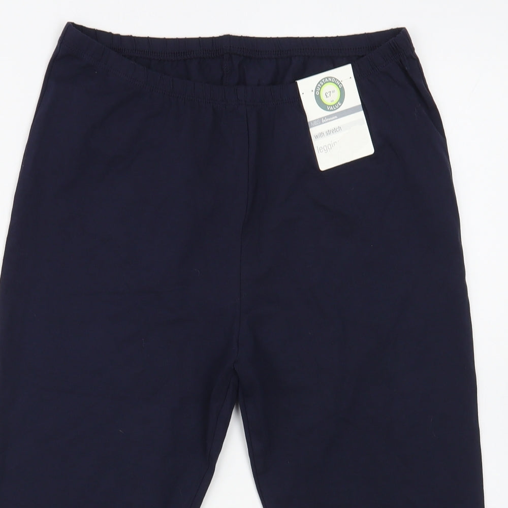 Marks and Spencer Womens Blue  Cotton Compression Shorts Size 16 L18 in Regular
