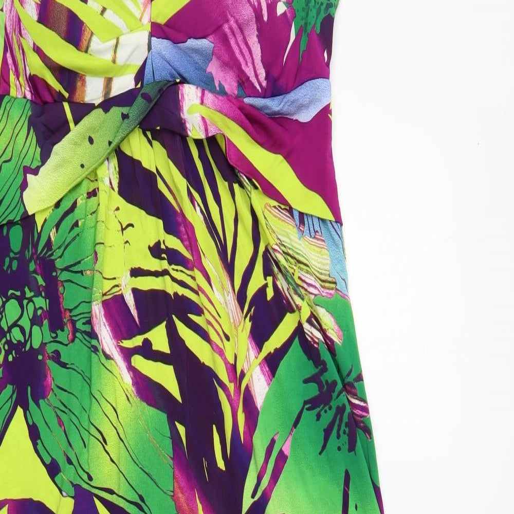 Julien Macdonald Womens Multicoloured Floral Polyester Maxi  Size 16  V-Neck Tie