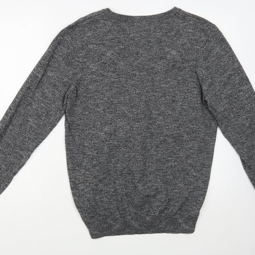 M&Co Mens Grey V-Neck  Cotton Pullover Jumper Size M