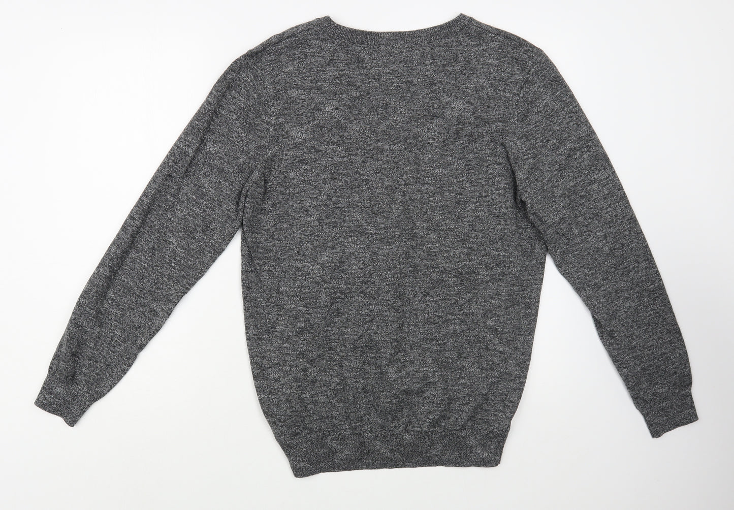 M&Co Mens Grey V-Neck  Cotton Pullover Jumper Size M