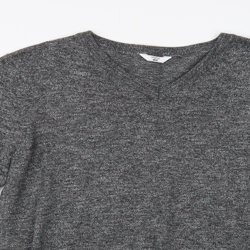M&Co Mens Grey V-Neck  Cotton Pullover Jumper Size M