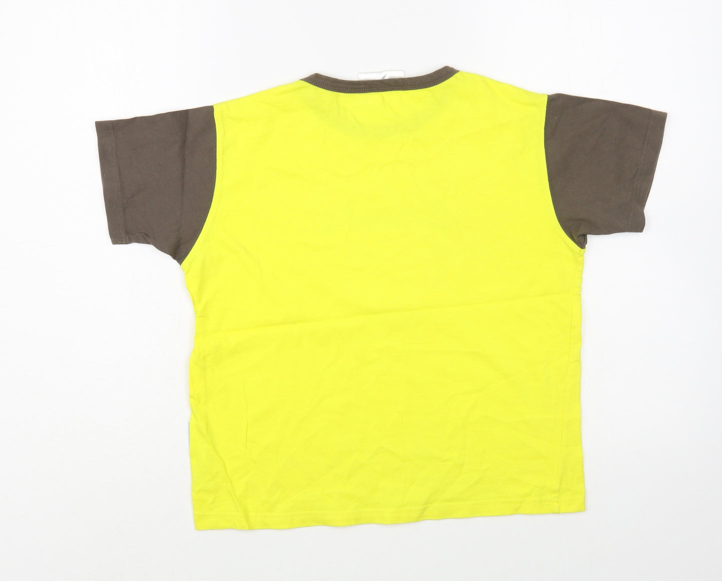 Girlguiding UK Girls Yellow Colourblock Cotton Pullover T-Shirt Size 12-13 Years Crew Neck Pullover - Brownies
