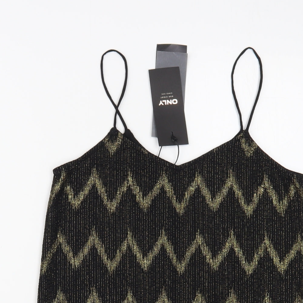 Only Womens Black Geometric Polyester Camisole Blouse Size XS V-Neck