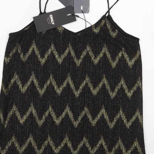 Only Womens Black Geometric Polyester Camisole Blouse Size XS V-Neck
