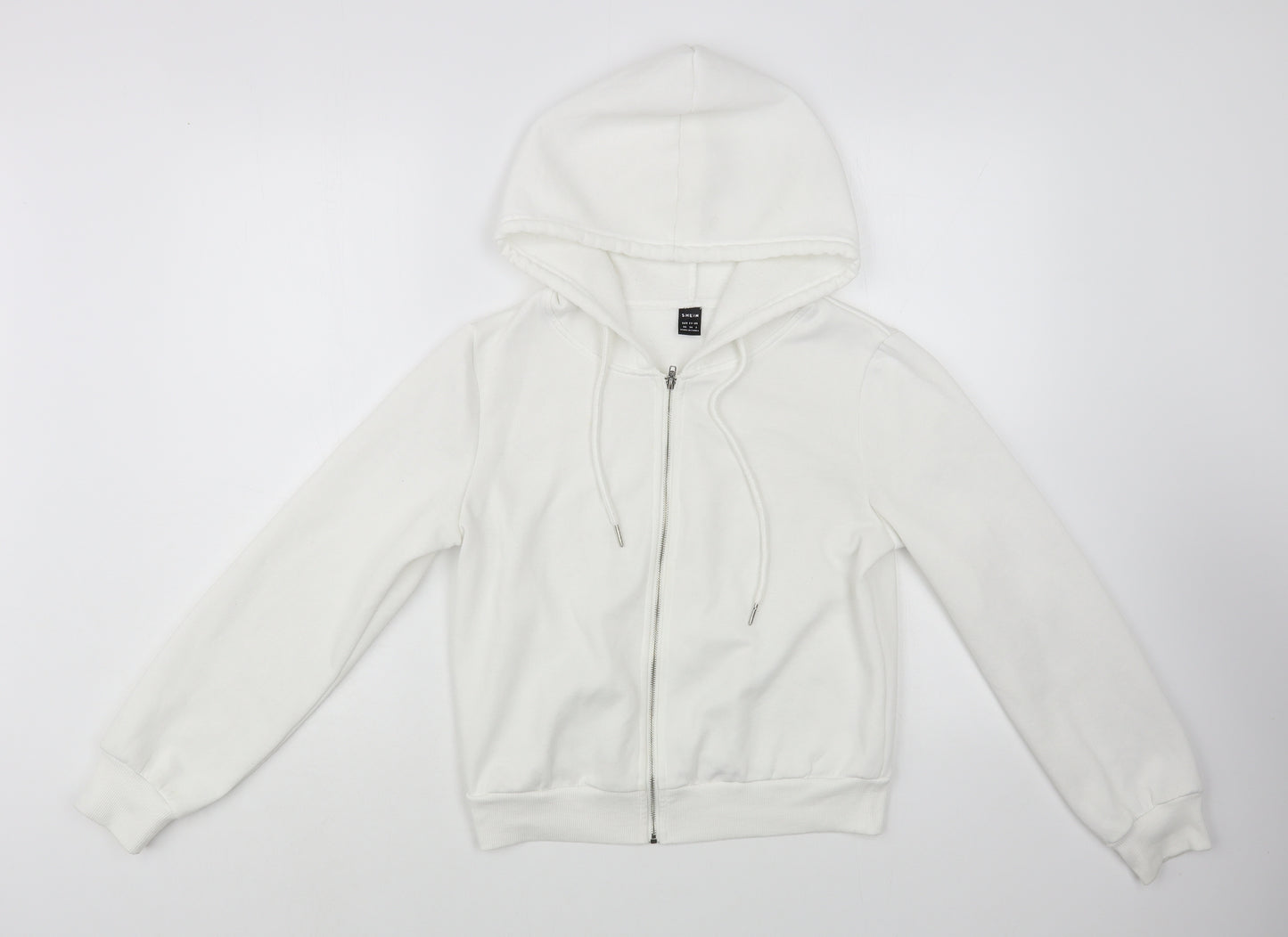 SheIn Womens White  Polyester Full Zip Hoodie Size XS  Zip