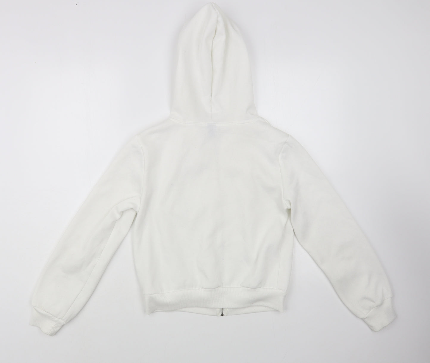 SheIn Womens White  Polyester Full Zip Hoodie Size XS  Zip