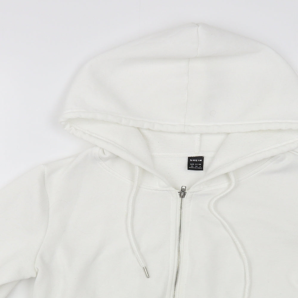 SheIn Womens White  Polyester Full Zip Hoodie Size XS  Zip